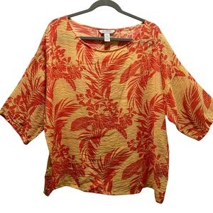 Jamaica Jaxx Orange and Yellow 3/4 Sleeve Top - Large